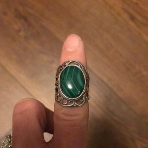 Malachite stone set in Sterling silver